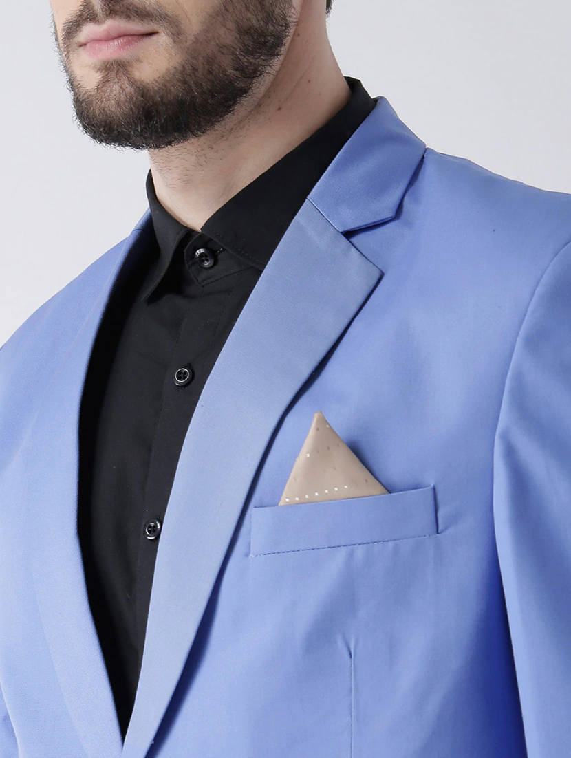 Blue Solid Single Breasted Suit - Image 2
