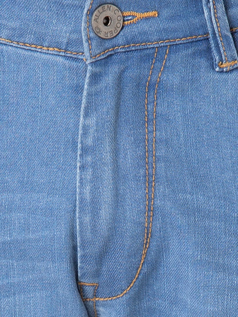 Blue Light Washed Distressed Denim Jeans - Image 2