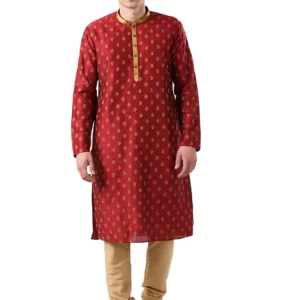 Maroon Embroidered Long Kurta