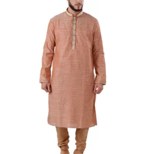 Beige Jacquard Long Kurta