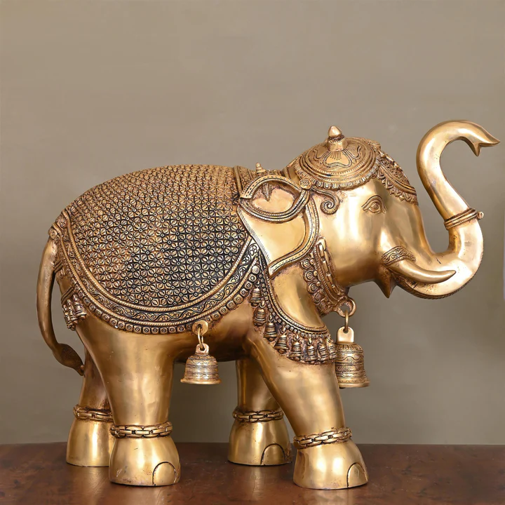 Brass Royal Elephant Statue (19 Inch) - Image 2