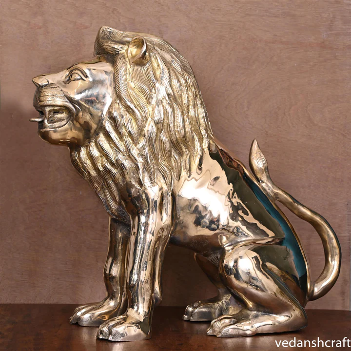 Brass Lion Statue (22 Inch)