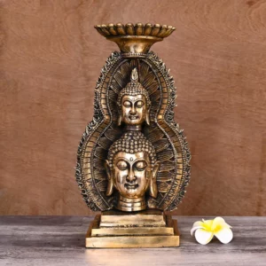 Brass Buddha Head Candle Holder (11.8 Inch)