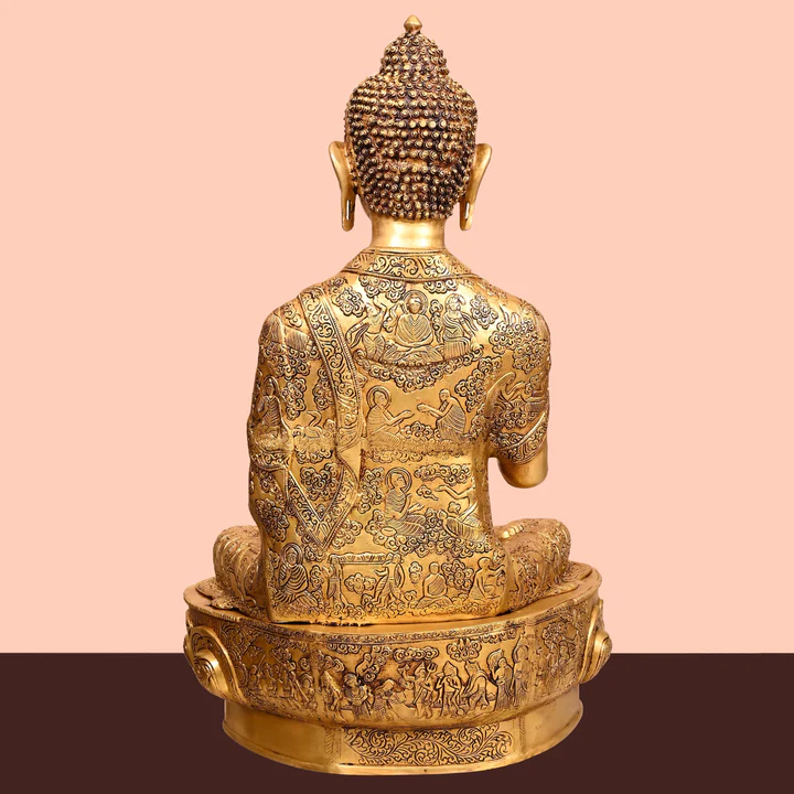 Brass Handcarved Blessing Buddha (33 Inch) - Image 3
