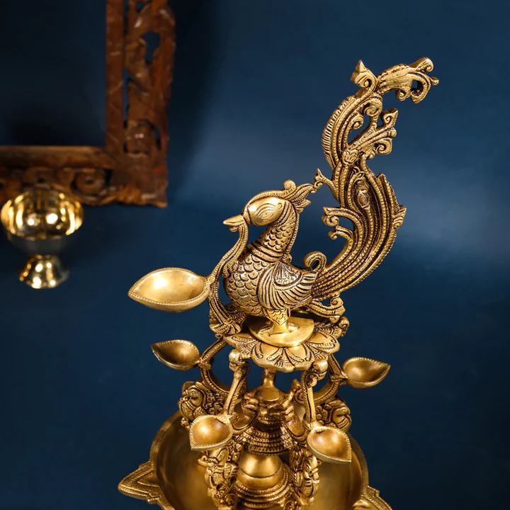 Brass Superfine Peacock Long Lamp (27 Inch) - Image 2