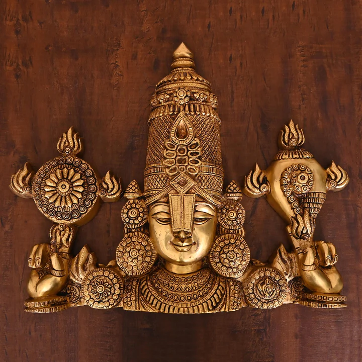 Brass Tirupati Balaji/venkateshwar Face Wall Hanging (15 Inch)