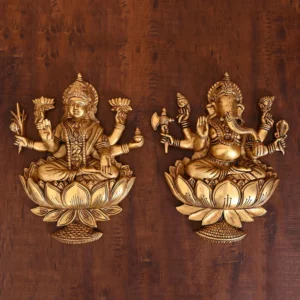 Brass Ganesha Lakshmi Wall Hanging Set (13 Inch)