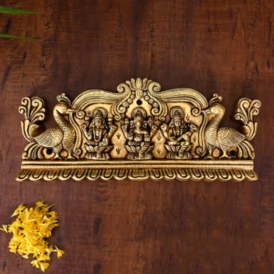 Brass Superfine Lakshmi Ganesha Saraswati Wall Hanging (6 Inch)