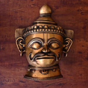 Brass Lord Hanuman Face Wall Hanging (14 Inch)