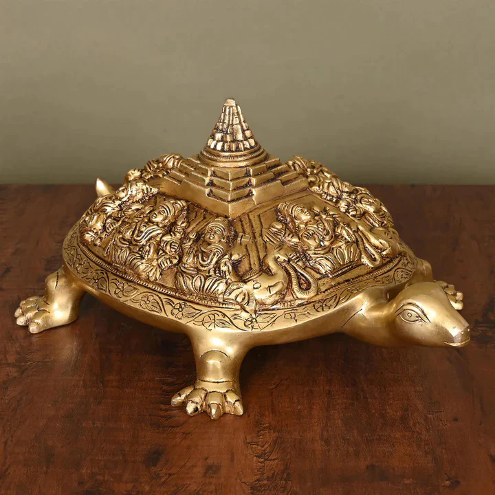 Brass Superfine Ashtalakshmi Shree Yantra Tortoise (6 Inch)