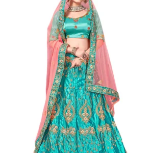 Embroidered A-Line Semi-Stitched Lehenga