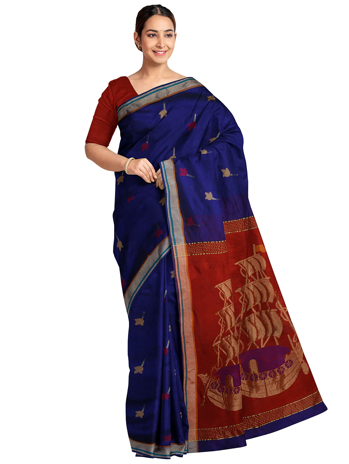 Zari Work Handloom Saree With Blouse