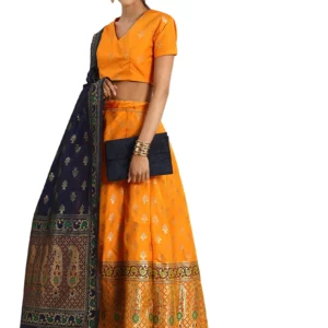 Orange Silk Flared Lehenga